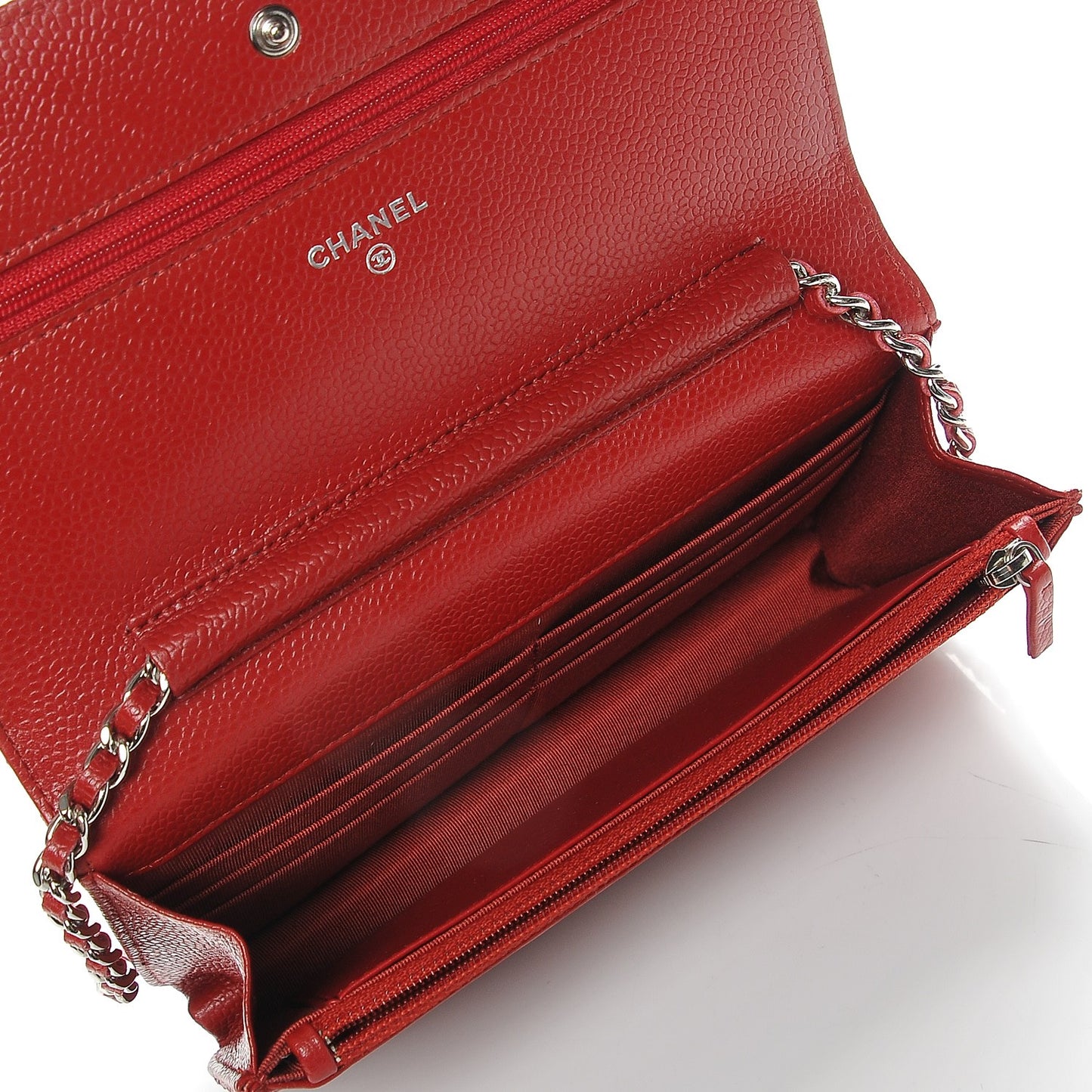 Caviar Quilted Wallet On Chain WOC Red