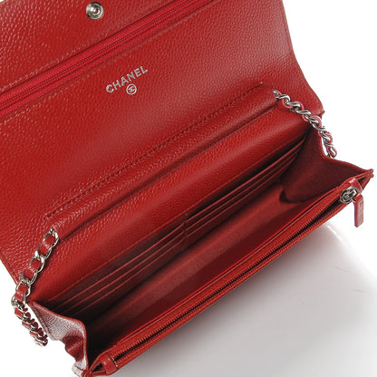 Chanel Caviar Quilted Wallet On Chain WOC Red 5 of 9