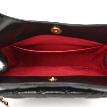Chanel Shiny Crumpled Calfskin Quilted Small Wavy CC Hobo Black 5 of 10