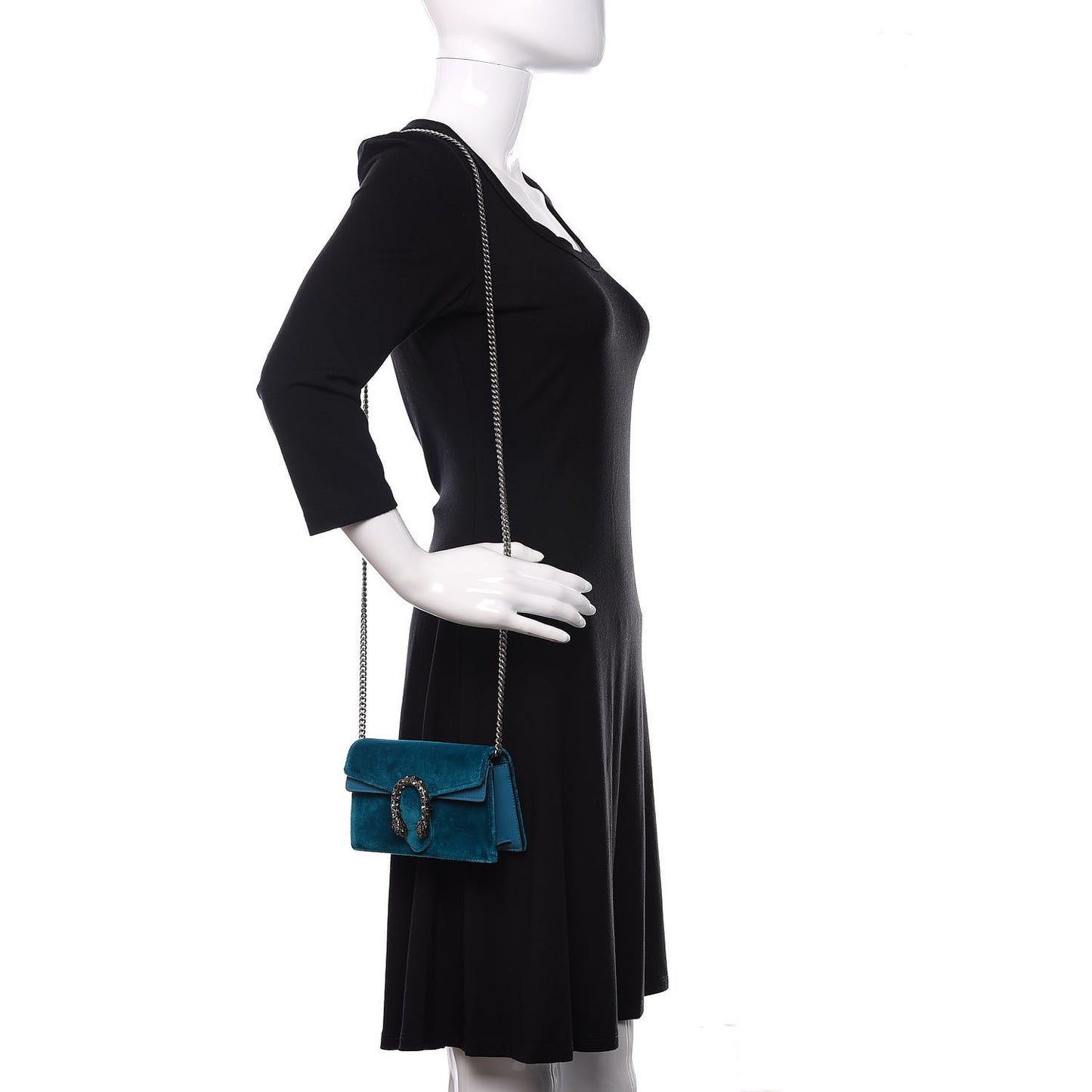 Velvet Super Mini Dionysus Shoulder Bag Pavone Cyan