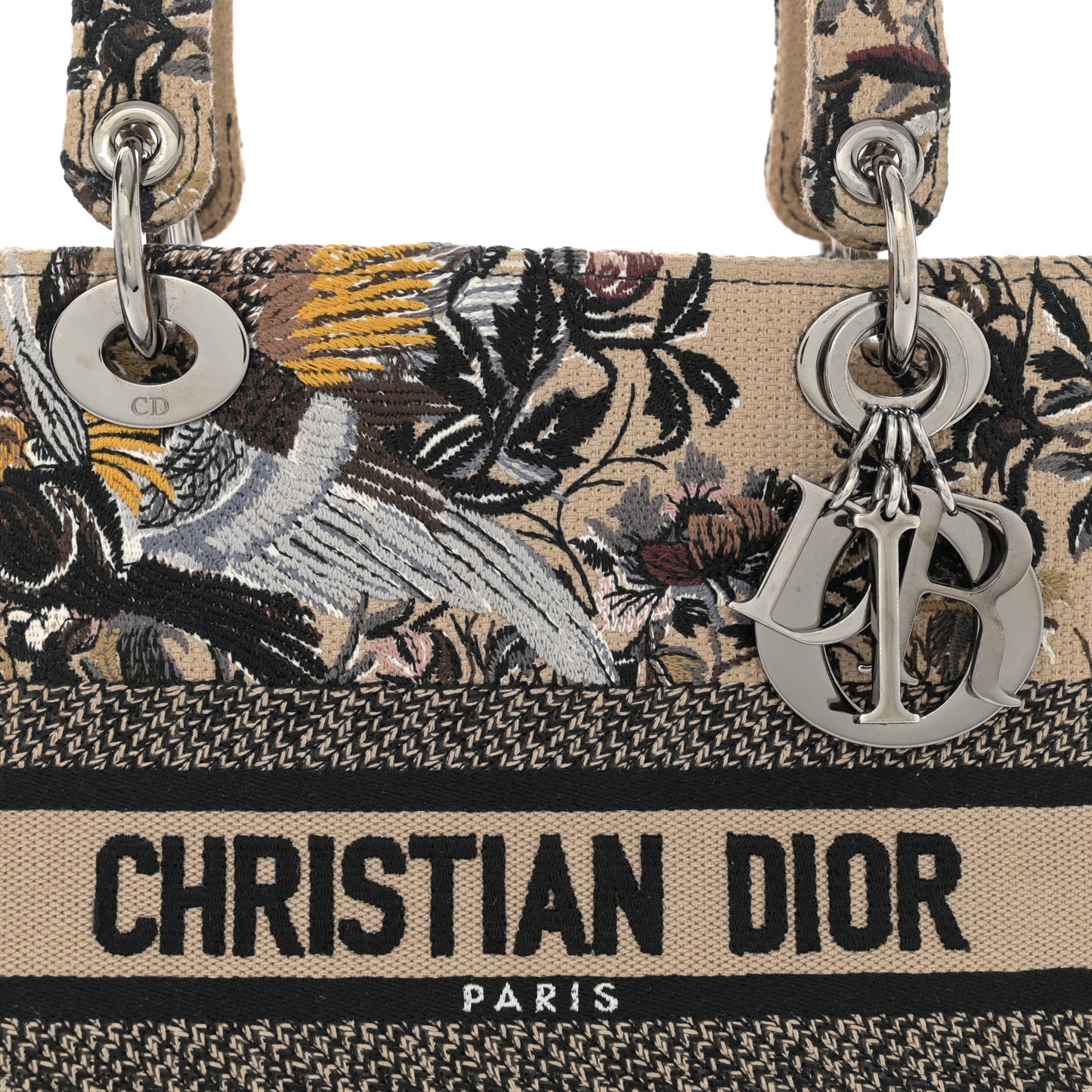 Canvas Embroidered Jardin D'Hiver Medium Lady D-Lite Beige Multicolor