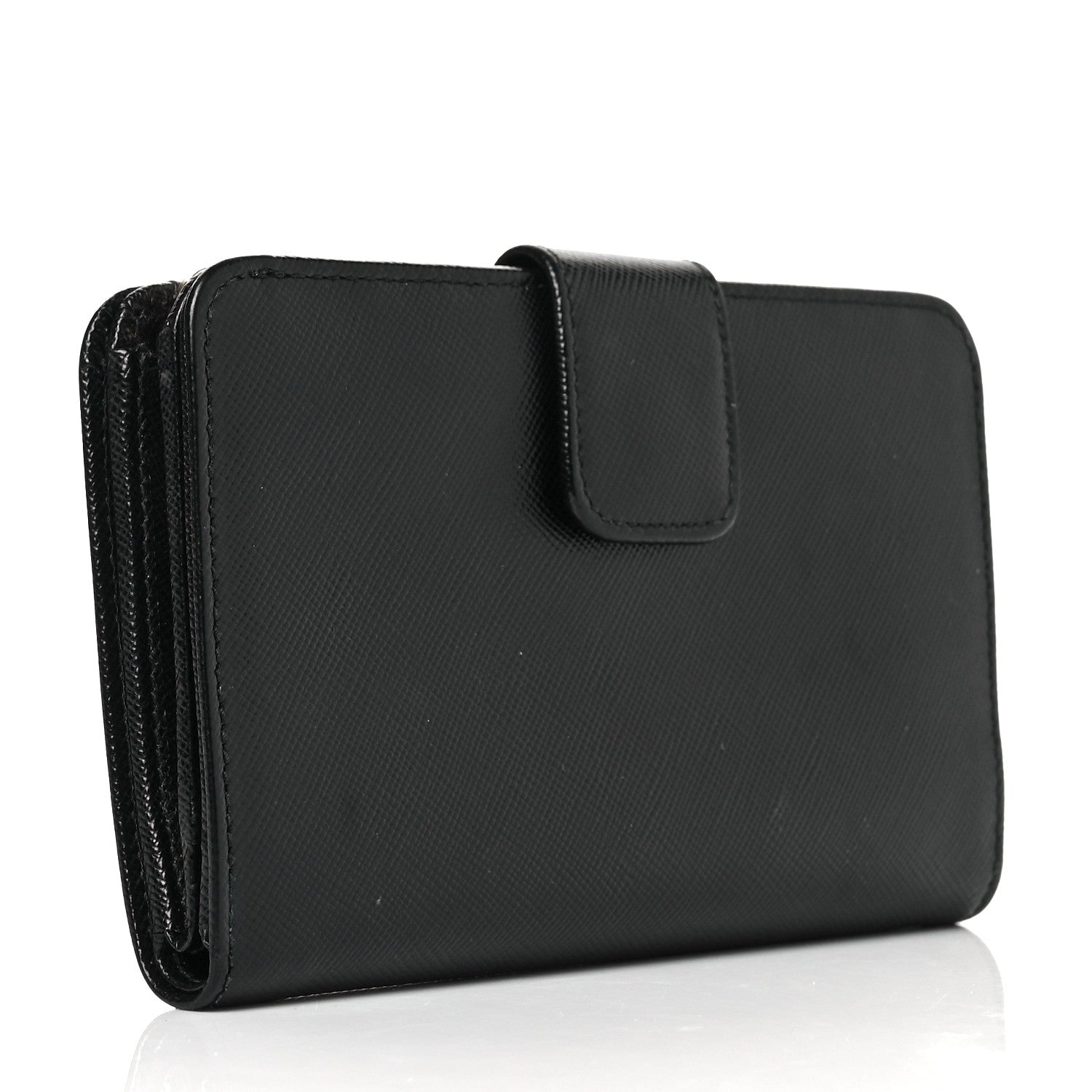 Prada Saffiano Metal Compact Wallet Black 3 of 10