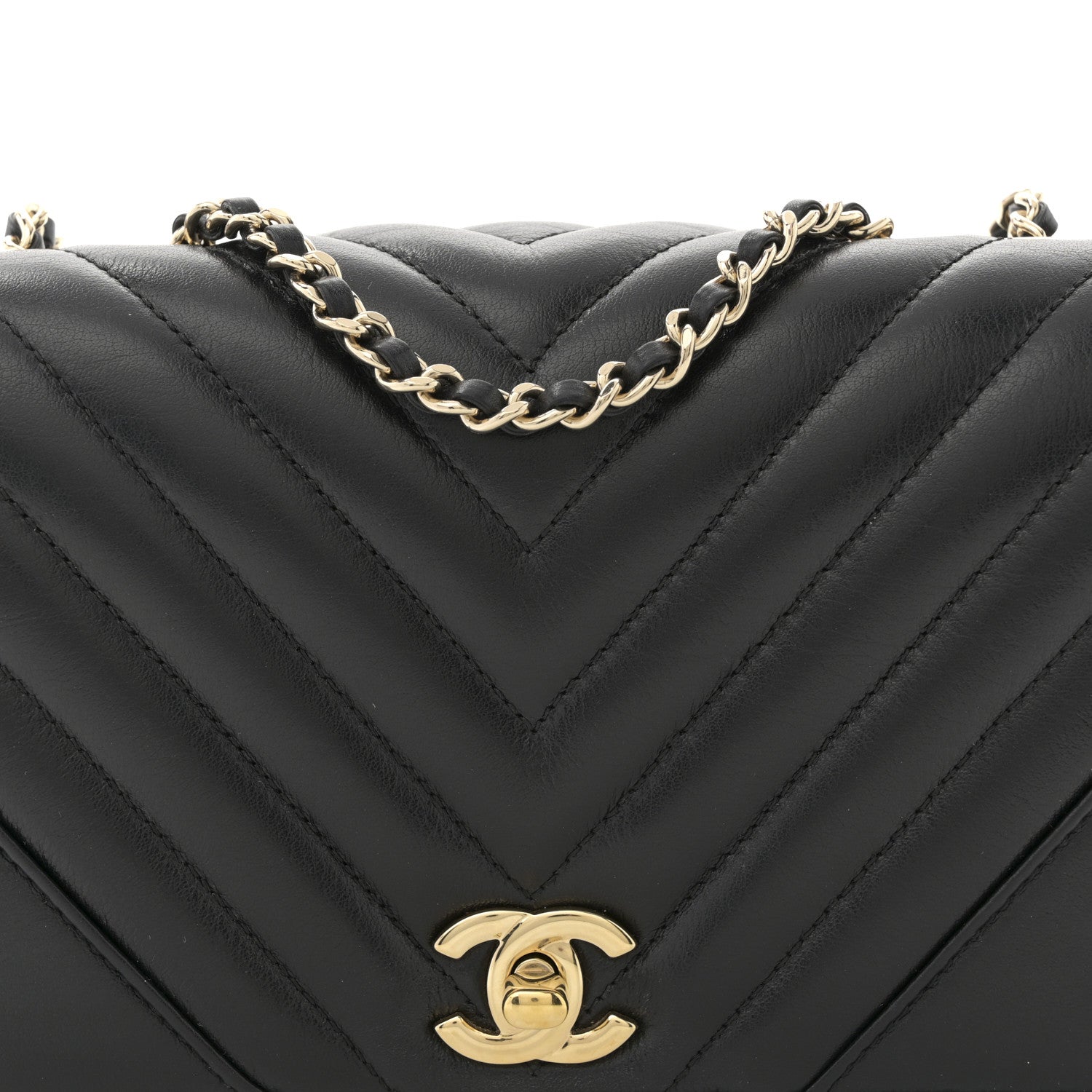 Chanel Calfskin Chevron Quilted Mini Statement Flap Black 8 of 10