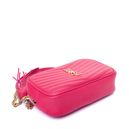 Saint Laurent Grain De Poudre Matelasse Monogram Mini Lou Camera Bag Fuchsia 4 of 12