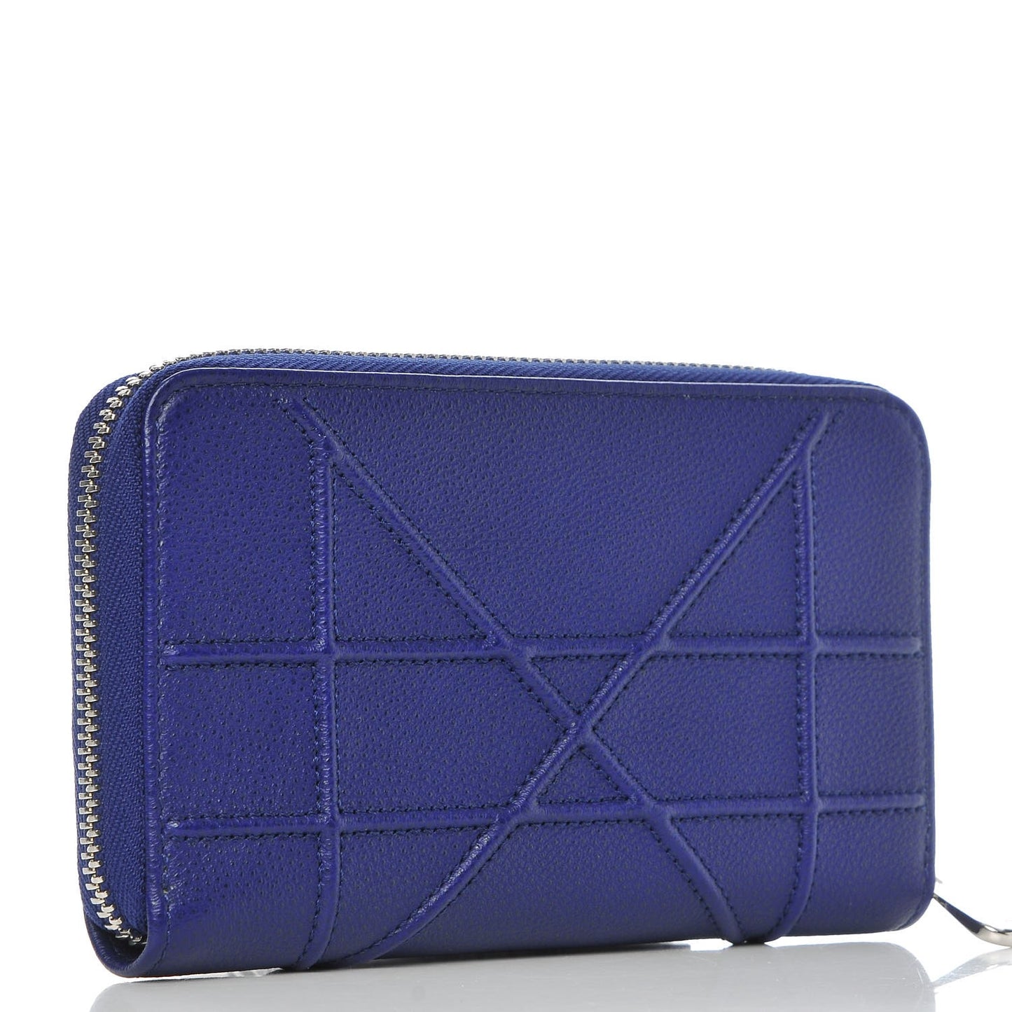 Grained Calfskin Cannage Medium Diorama Voyageur Wallet Blue
