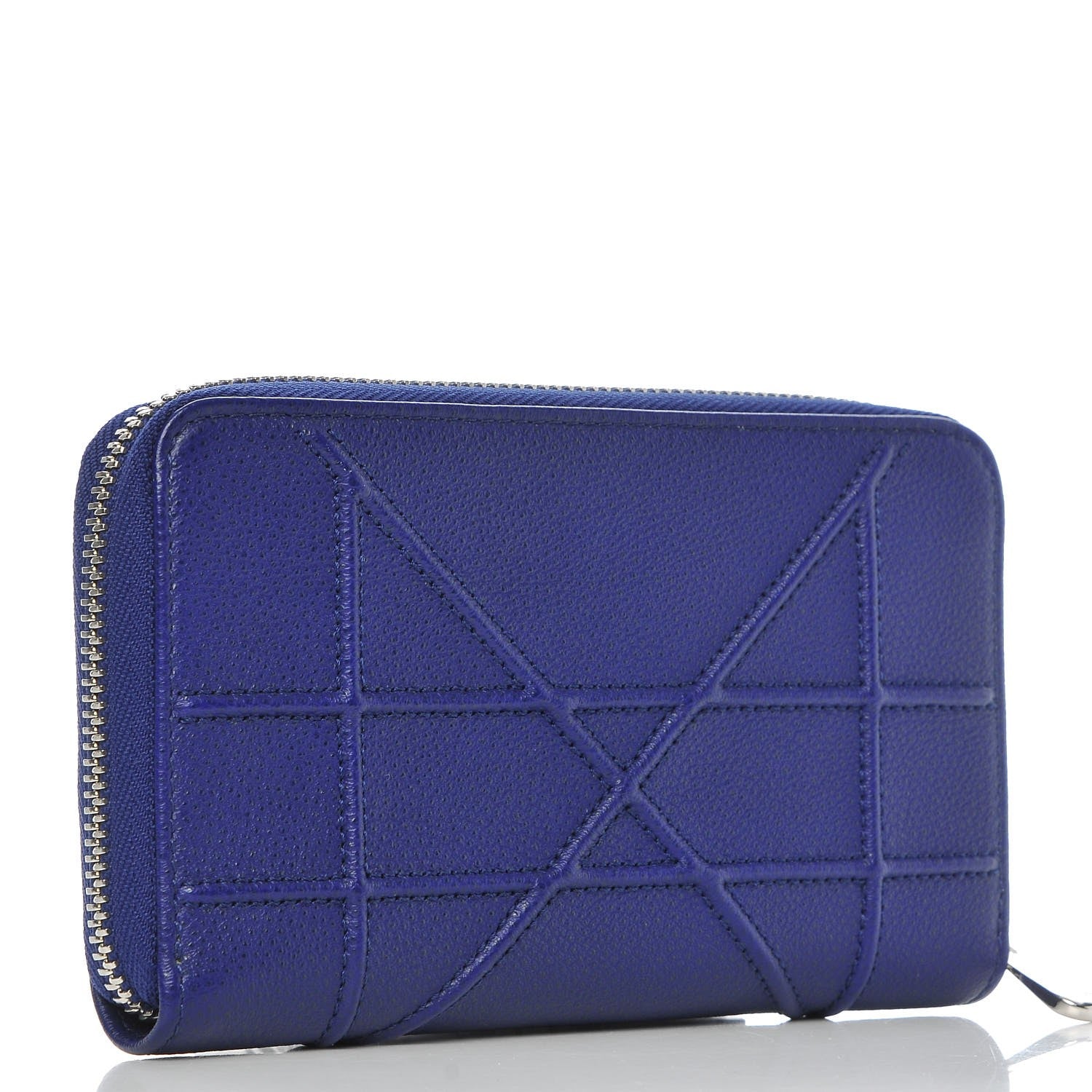 Christian Dior Grained Calfskin Cannage Medium Diorama Voyageur Wallet Blue 3 of 7