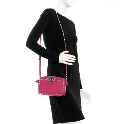Valentino Garavani Calfskin Rockstud Flip Lock Camera Crossbody Bag Deep Cyclamin 2 of 7