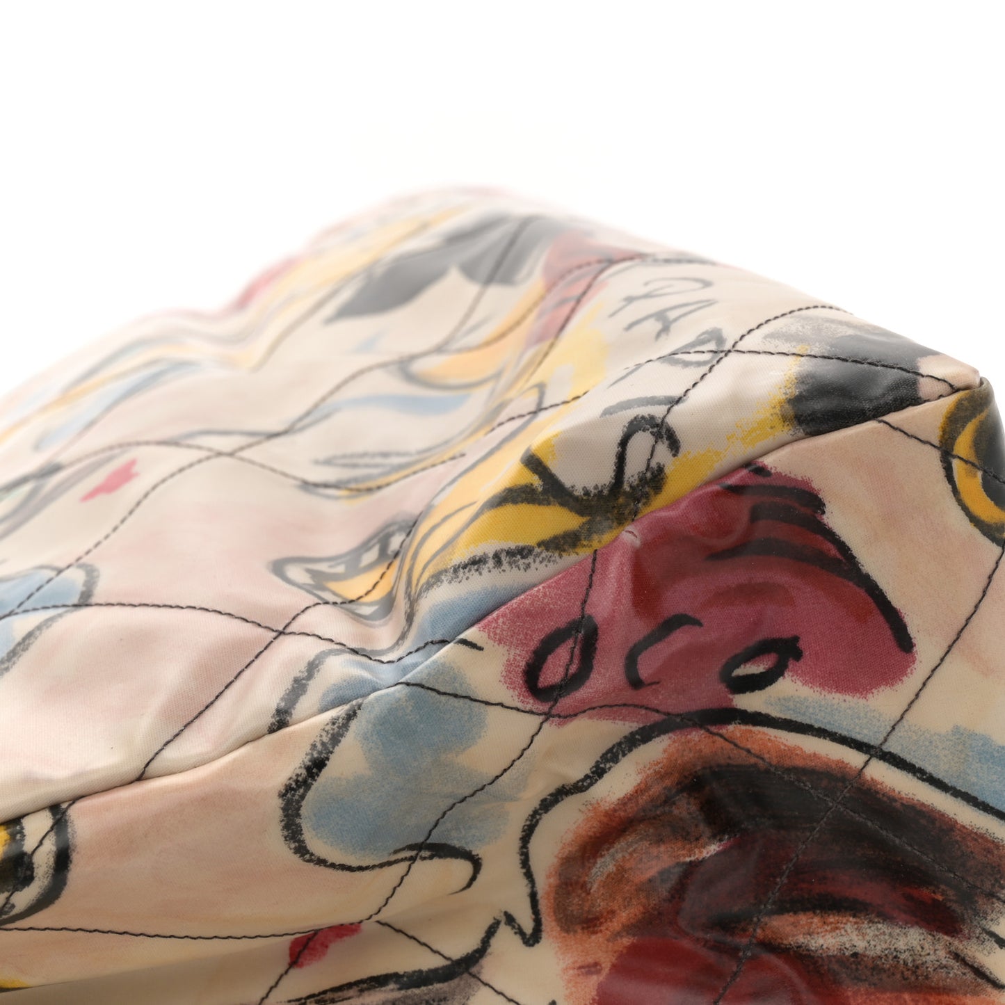 Coated Canvas XL Graffiti Tote Beige