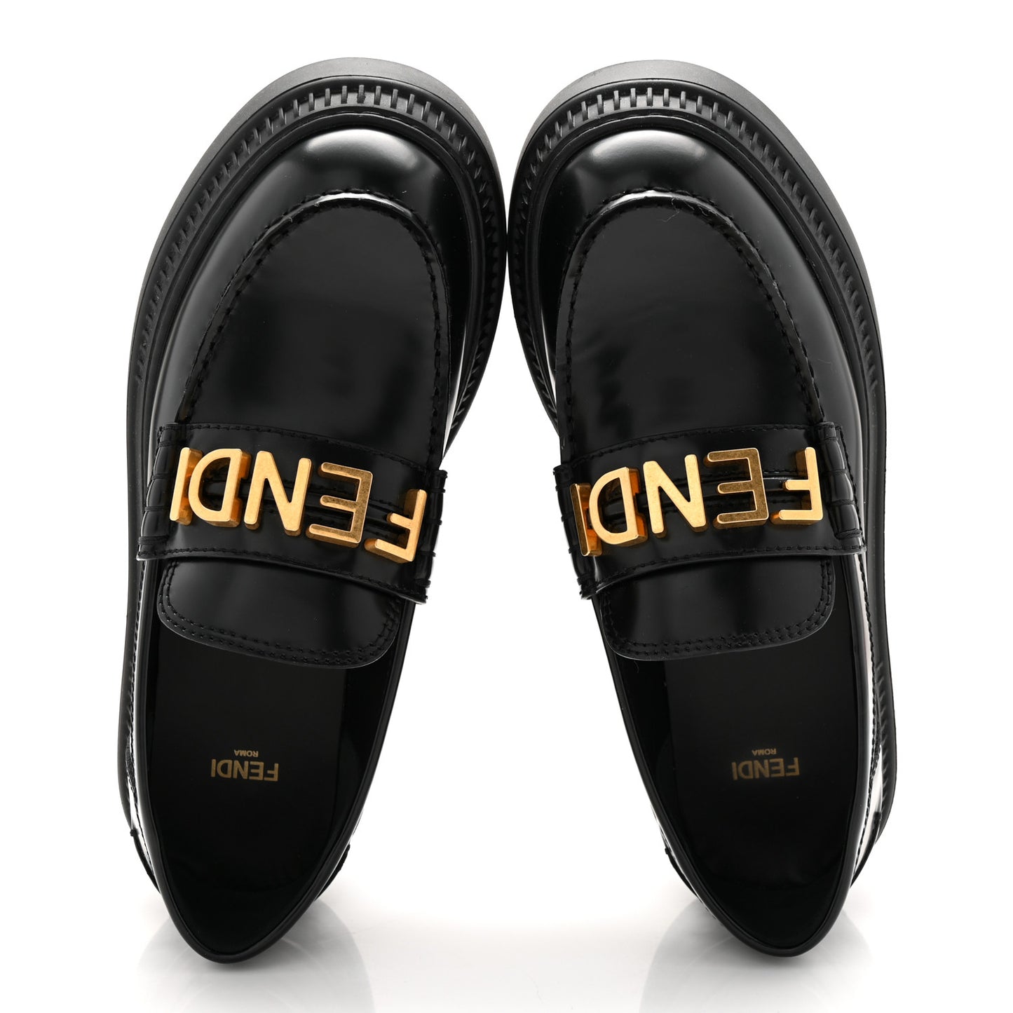 Vitello Abrasivato Fendigraphy 50mm Loafers 38 Black