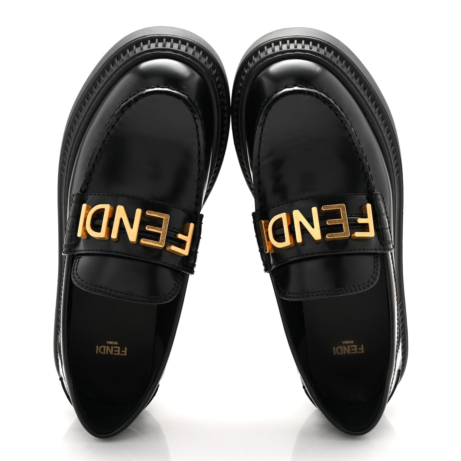 Fendi Vitello Abrasivato Fendigraphy 50mm Loafers 38 Black 5 of 10