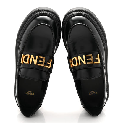 Fendi Vitello Abrasivato Fendigraphy 50mm Loafers 38 Black 5 of 10