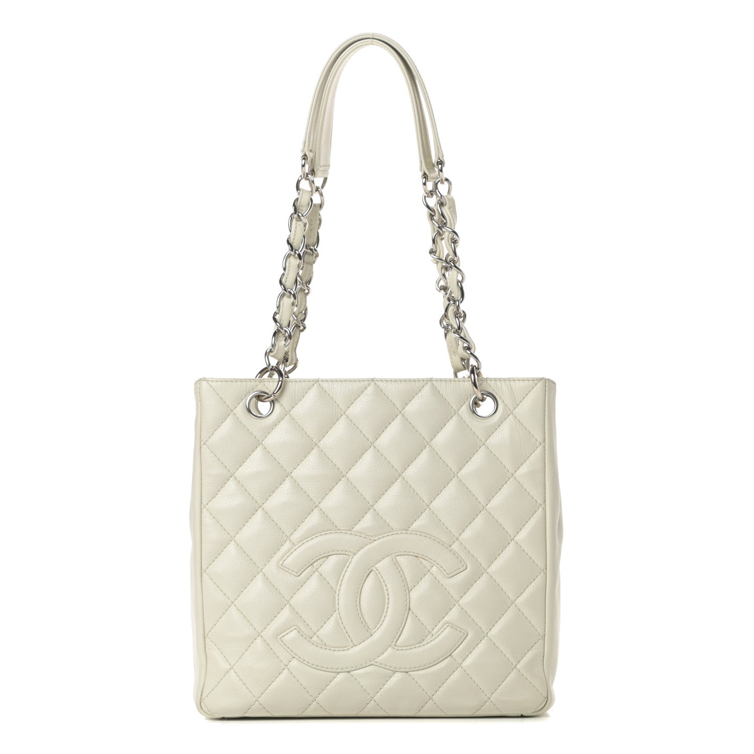 Chanel Caviar Quilted Petit Shopping Tote PST White 1 of 16