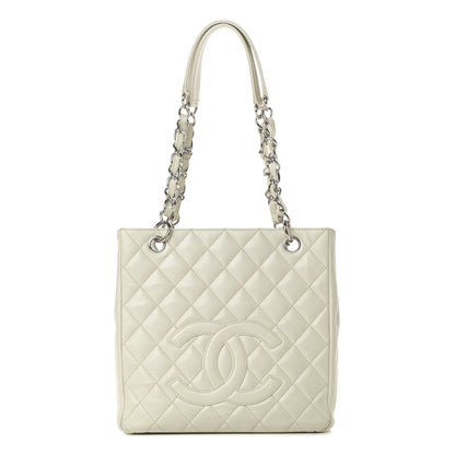 Chanel Caviar Quilted Petit Shopping Tote PST White 1 of 16