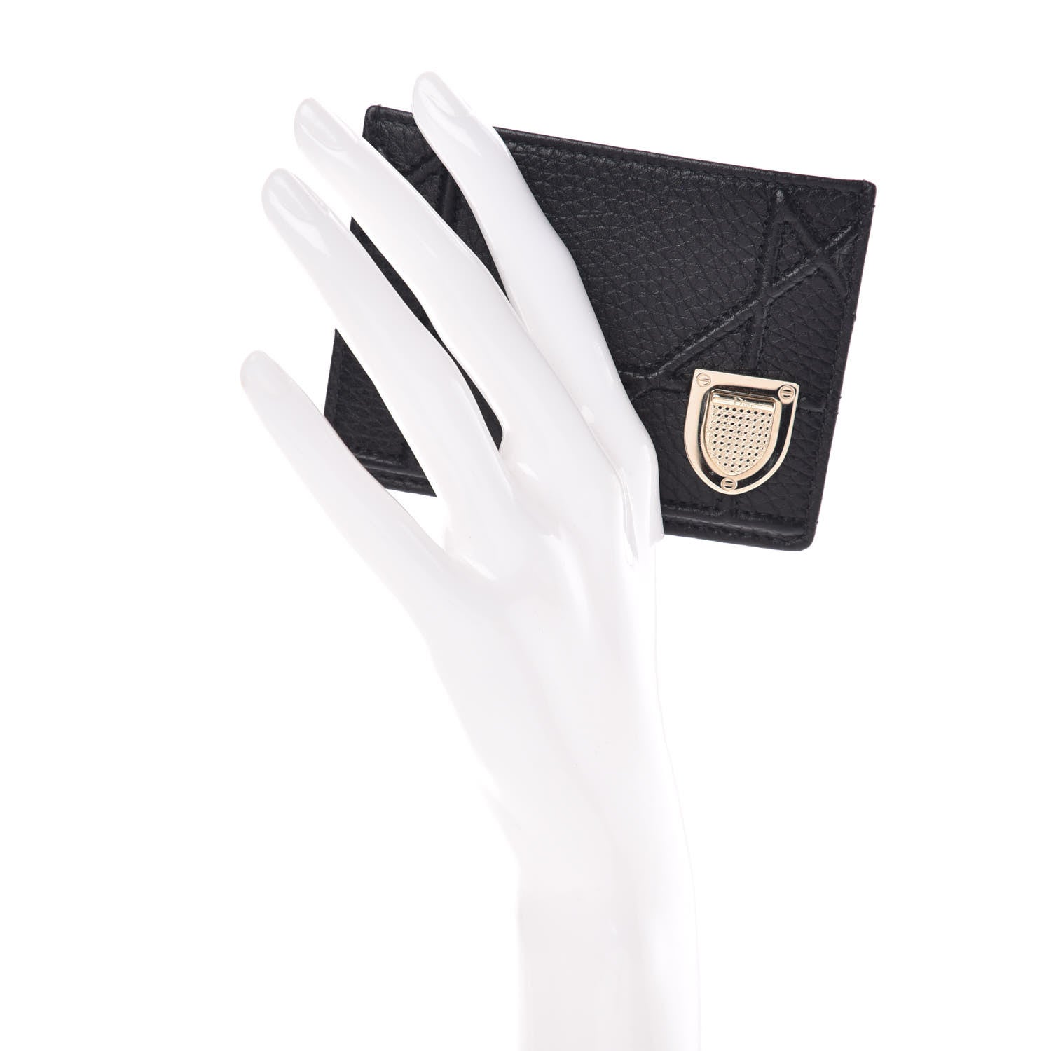 Christian Dior Grained Calfskin Cannage Diorama Card Holder Black 2 of 8