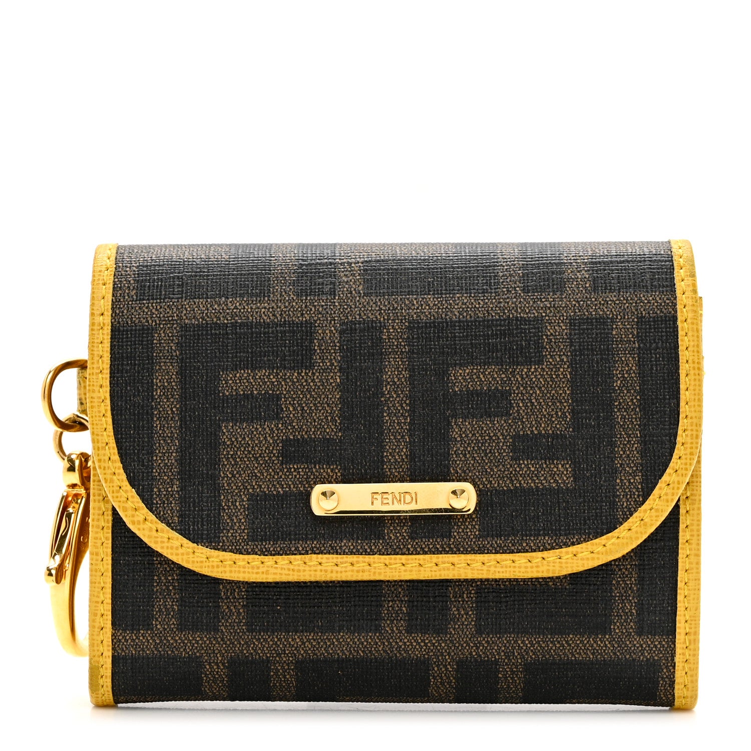 Fendi Zucca Spalmati Gusseted Card Holder Tobacco Yellow 1 of 9