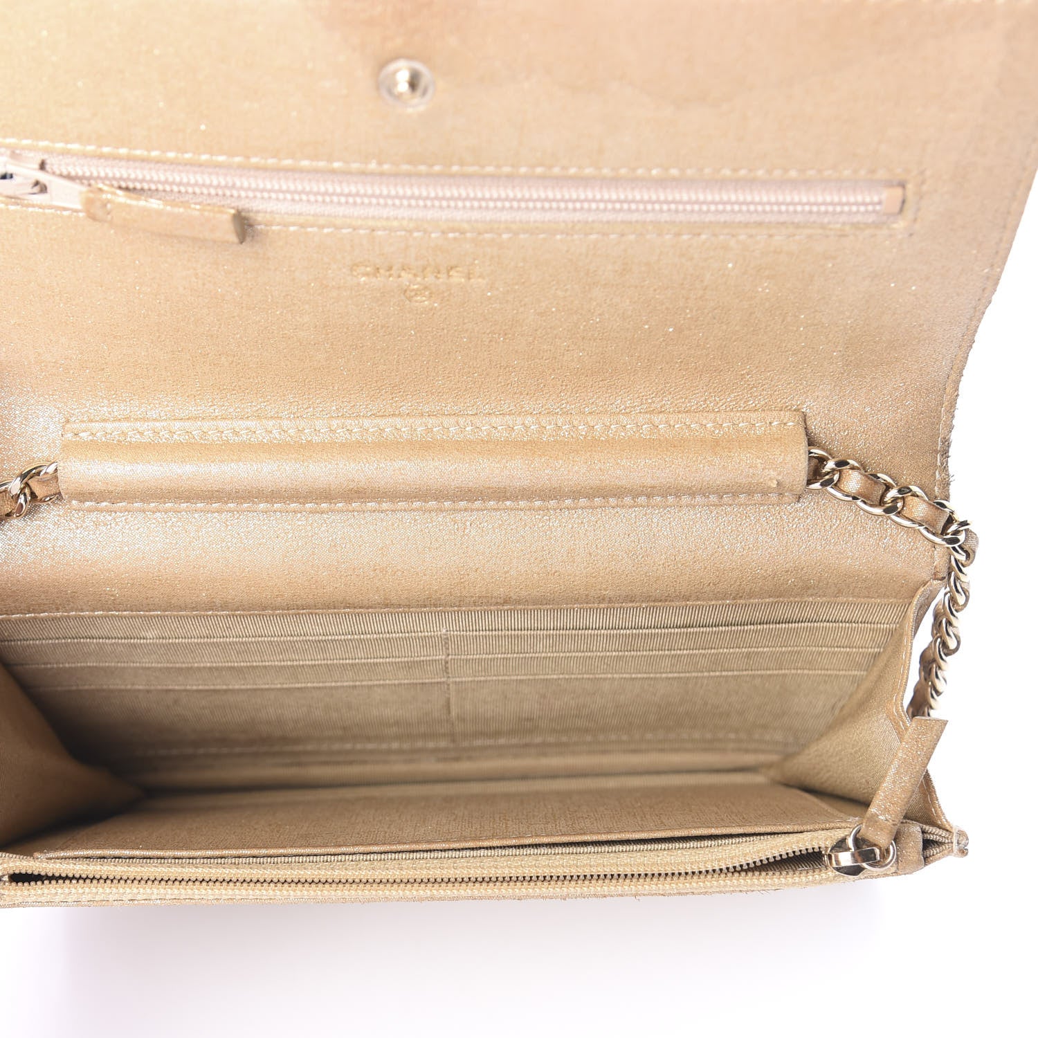 Chanel Iridescent Calfskin Quilted Wallet On Chain WOC Gold 5 of 12