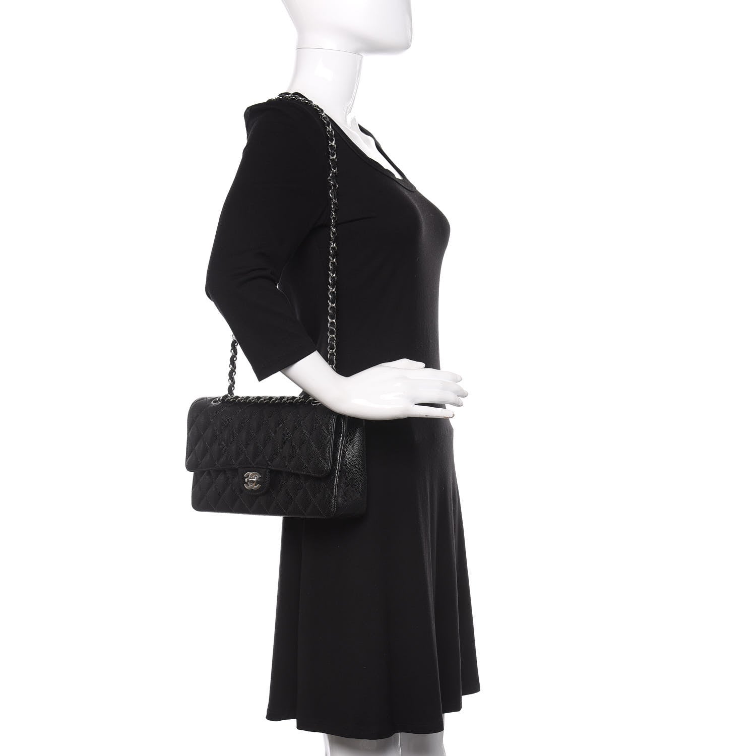 Chanel Caviar Quilted Medium Double Flap Black 2 of 9