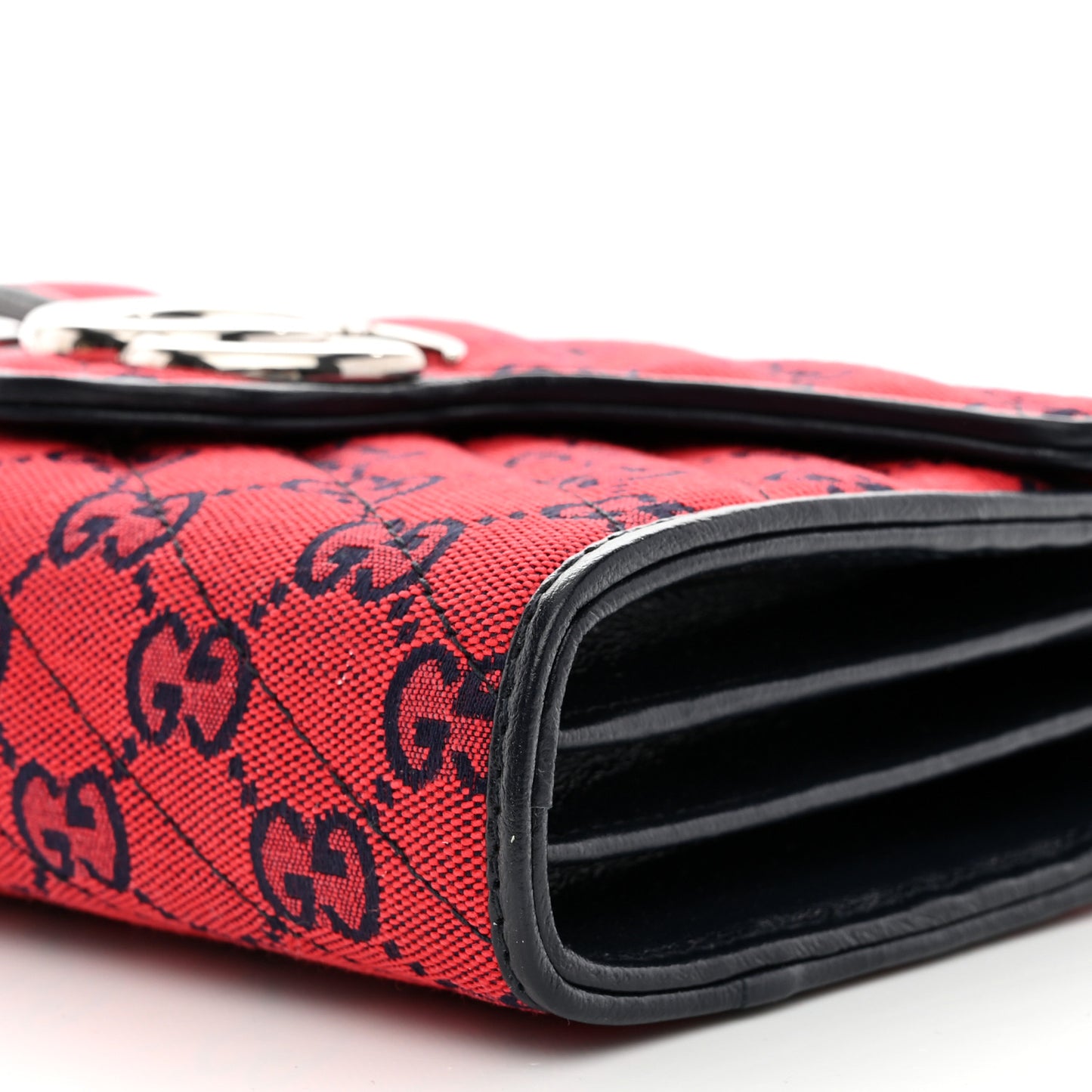 Monogram Multicolor Matelasse Diagonal GG Marmont Chain Wallet Red Blue