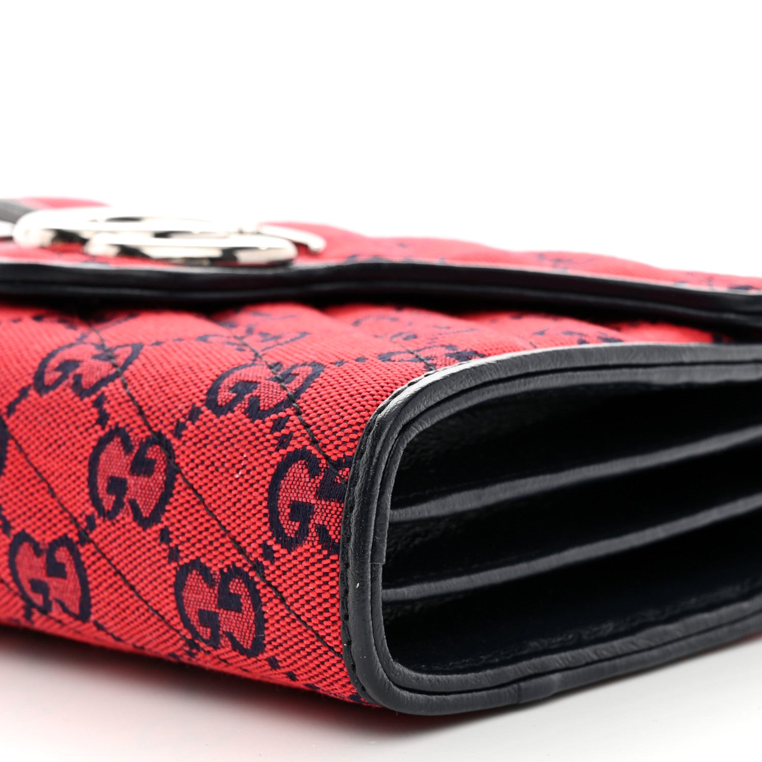 Gucci Monogram Multicolor Matelasse Diagonal GG Marmont Chain Wallet Red Blue 8 of 8