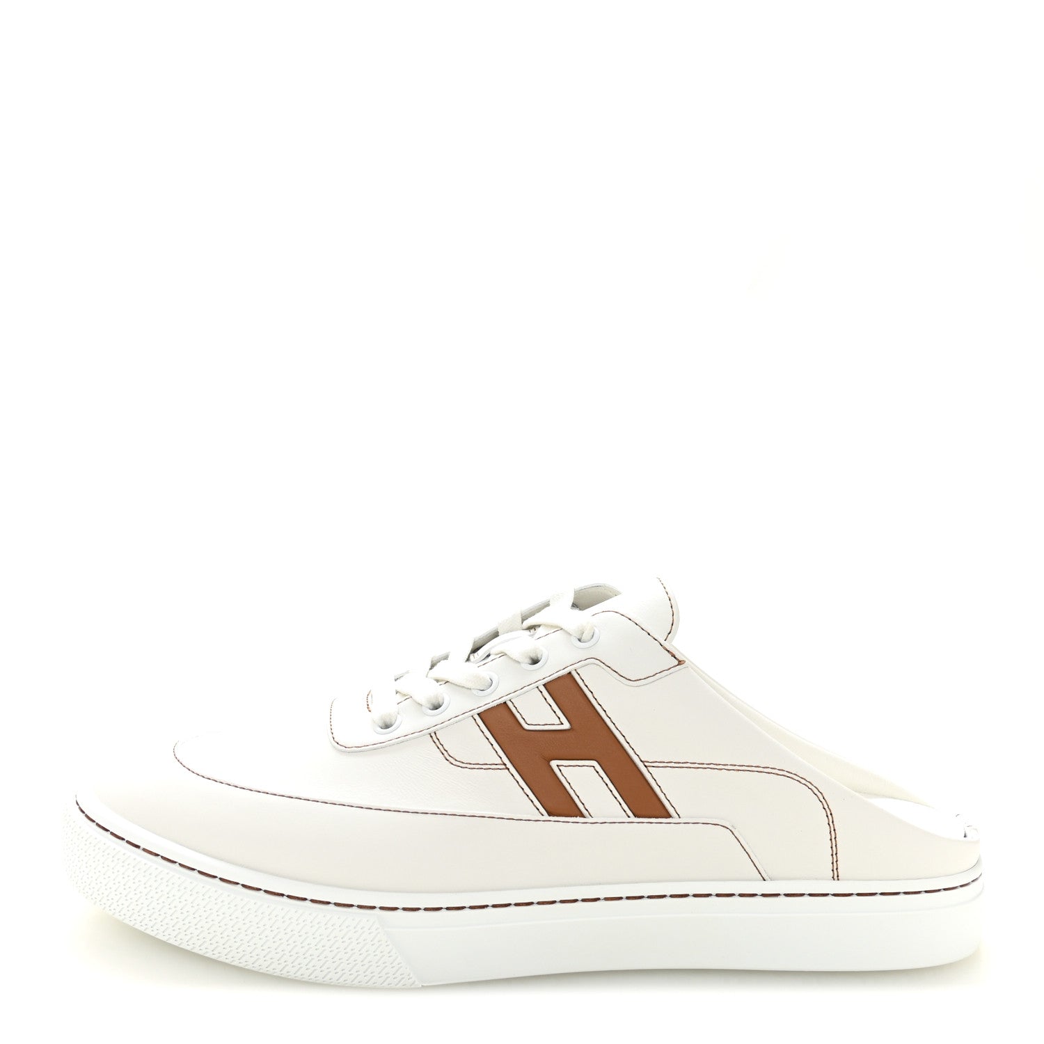 Hermes Calfskin Mens Keep Mule Sneakers 43 White Naturel 1855049