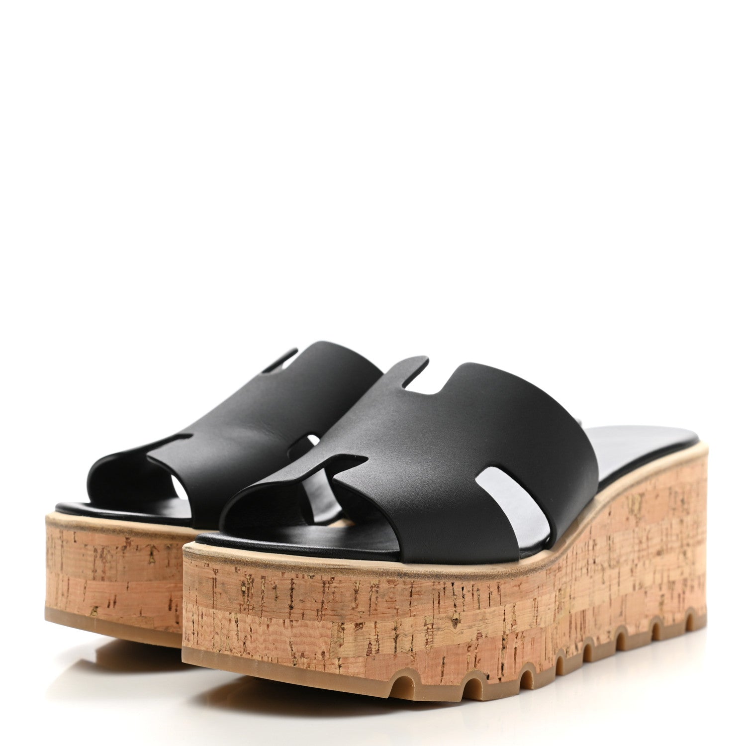 Hermes Calfskin Cork Eze 30 Sandals 40 Black 3 of 9