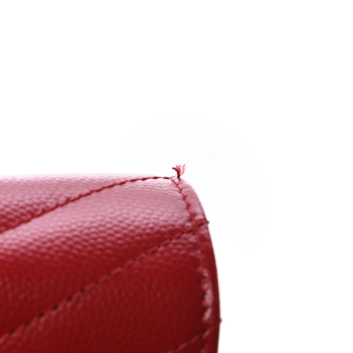 Saint Laurent Grain De Poudre Matelasse Chevron Monogram Chain Wallet Red 7 of 9