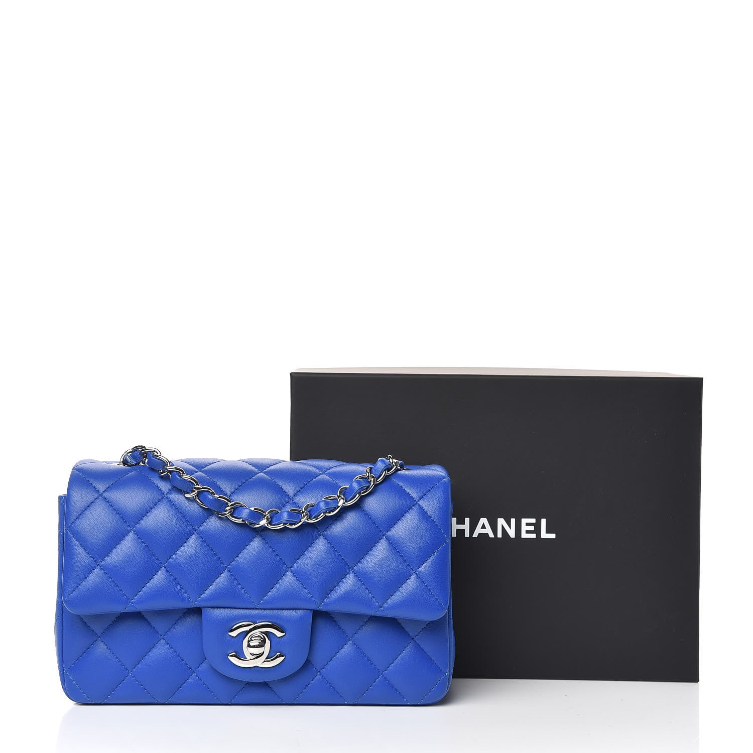 Chanel Lambskin Quilted Mini Rectangular Flap Royal Blue 422667