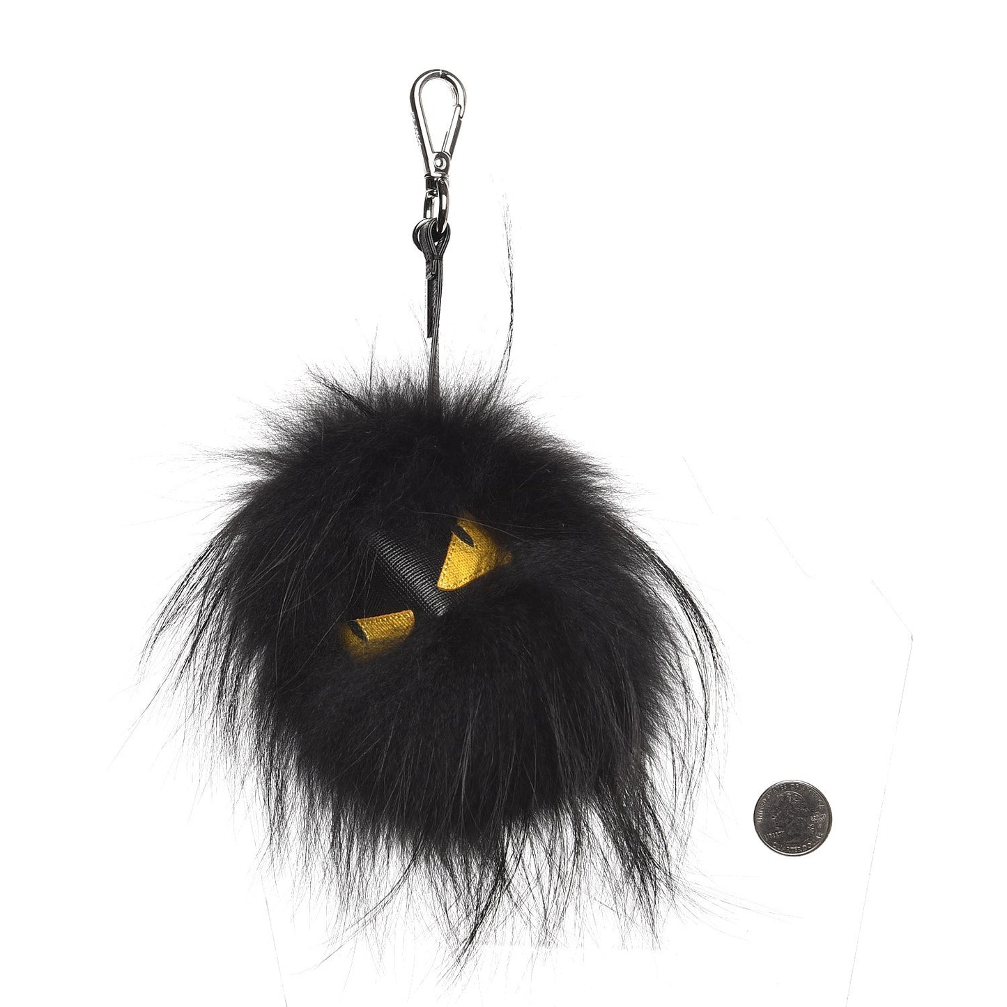 Vitello Elite Fox Fur Fusto Monster Bag Bug Charm Black Yellow