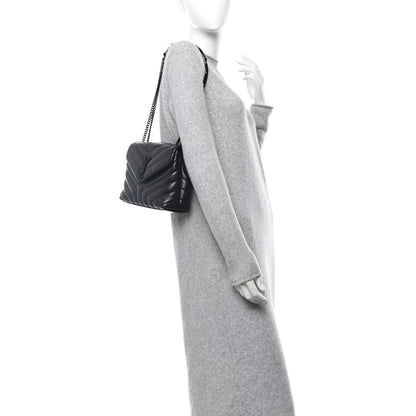 Saint Laurent Calfskin Y Quilted Monogram Monochrome Small Loulou Chain Satchel Black 2 of 12