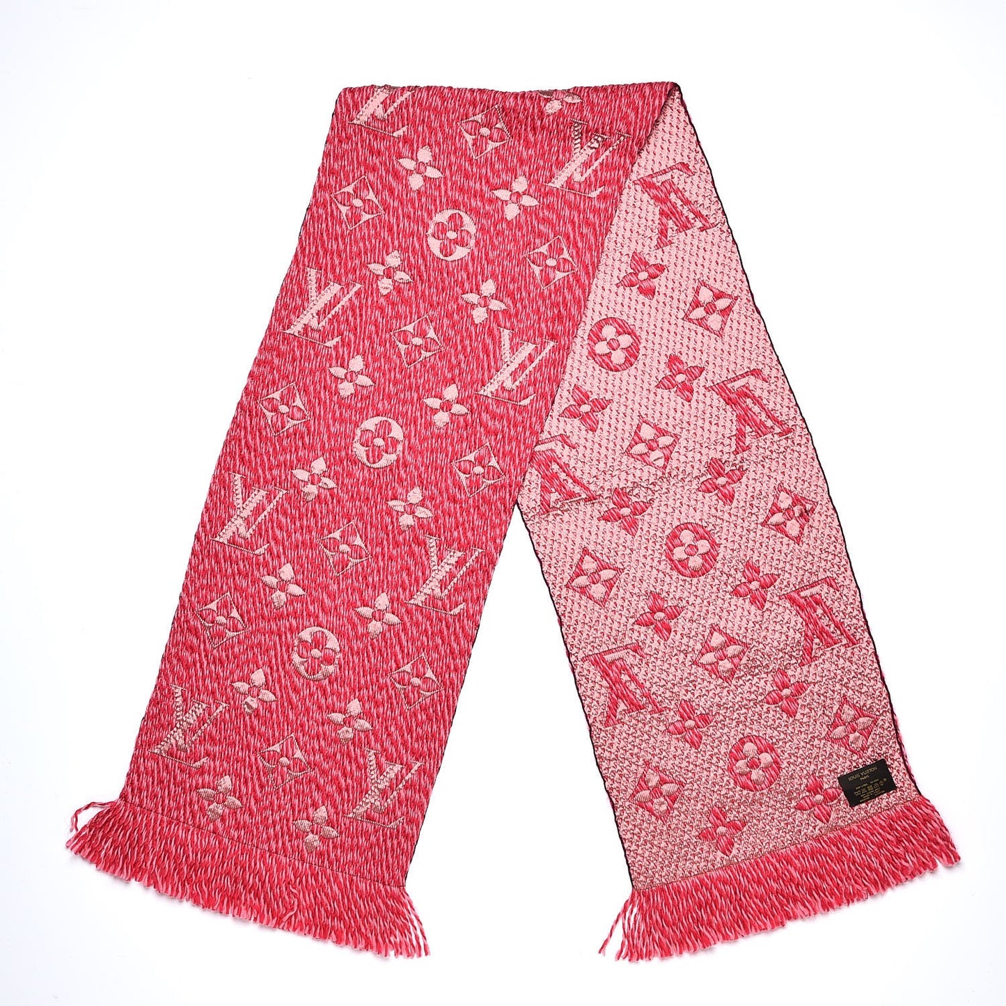 Wool Silk Logomania Mix Scarf Pink