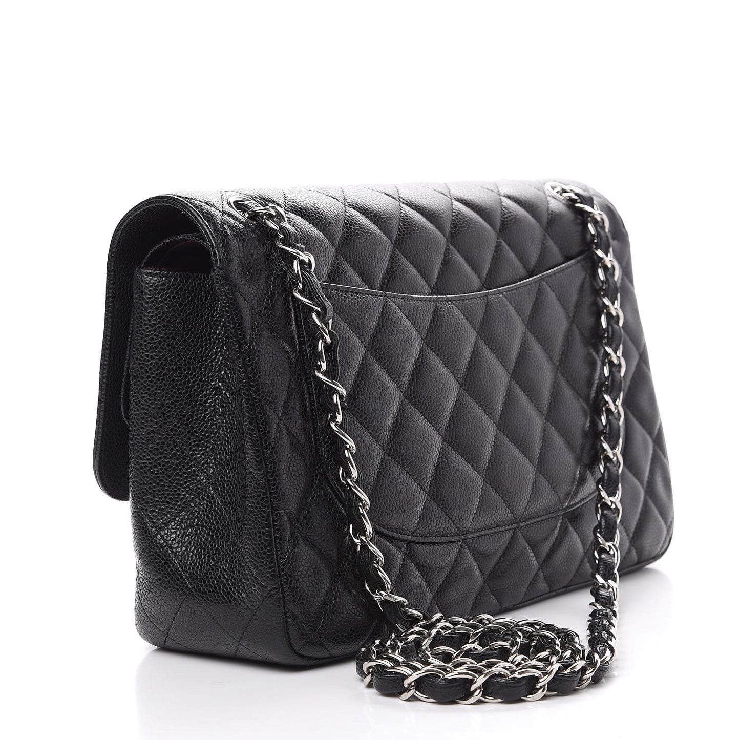 Caviar Quilted Jumbo Double Flap Black