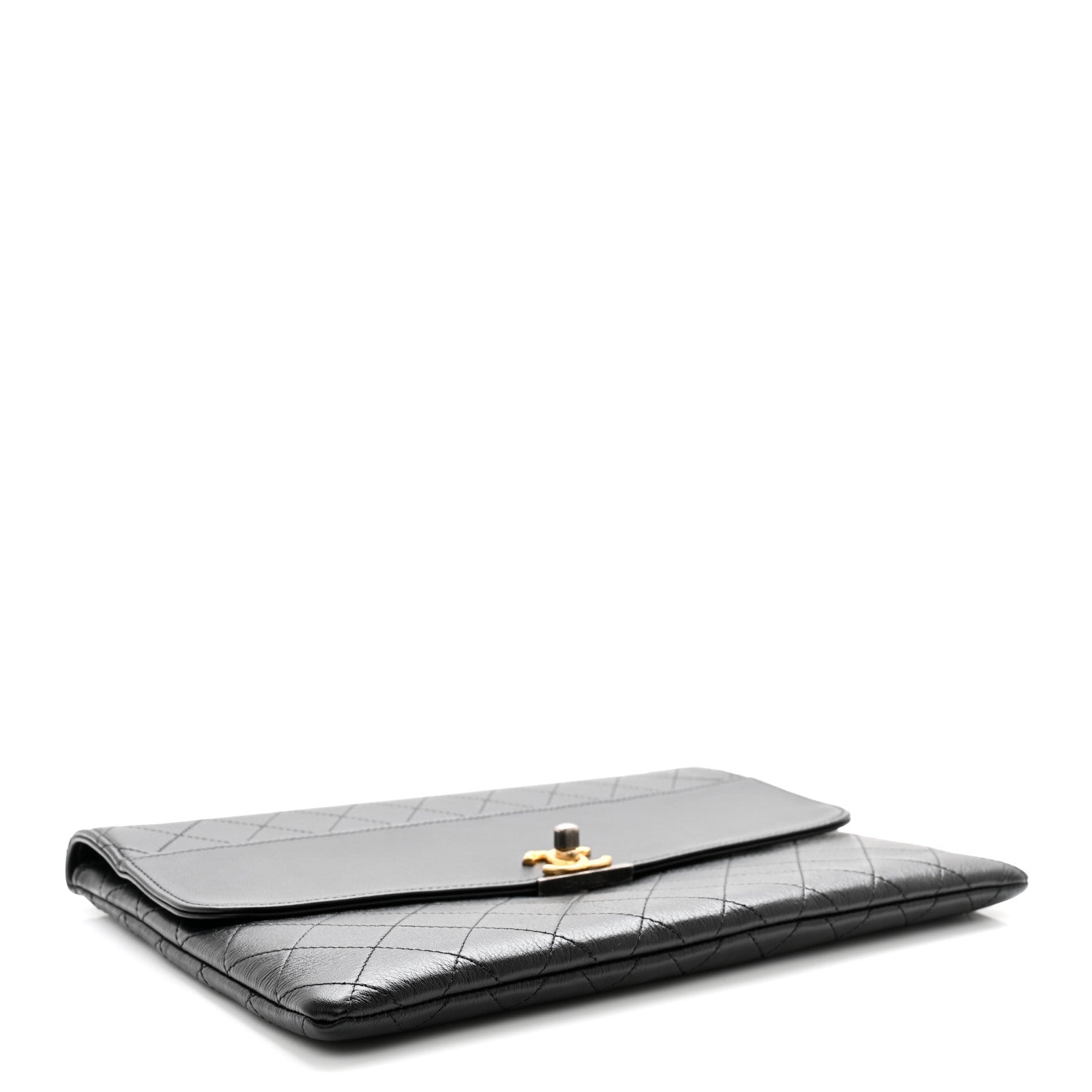 Chanel Calfskin Quilted CC Flap Clutch Black 4 of 8