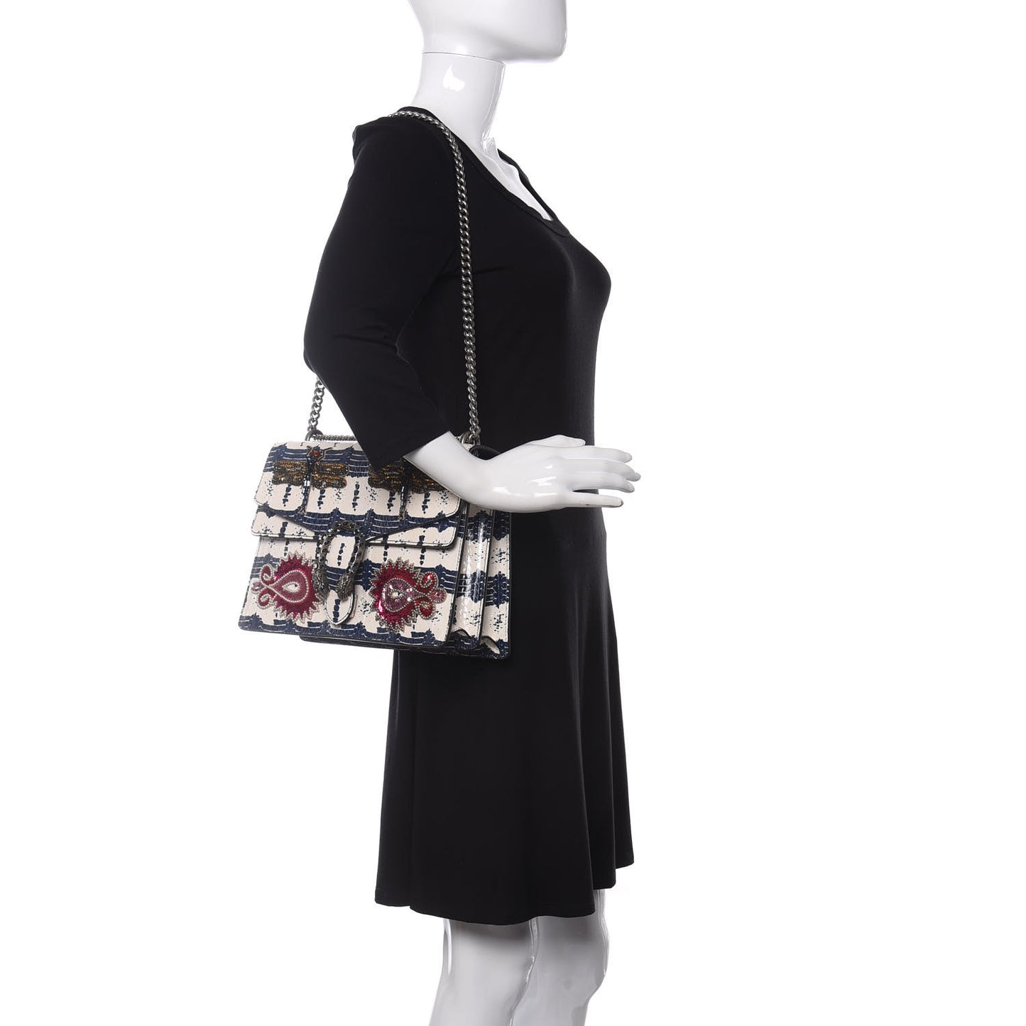 Snakeskin Dragonfly Medium Dionysus Shoulder Bag Blue
