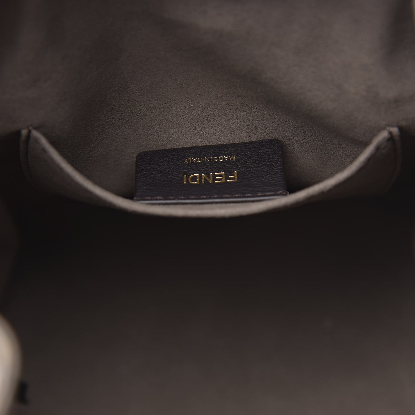 Glazed Fabric Vitello Grace F is Fendi FF 1974 Stamp Patch Grande Mon Tresor Bucket Bag Mogano Panna Black
