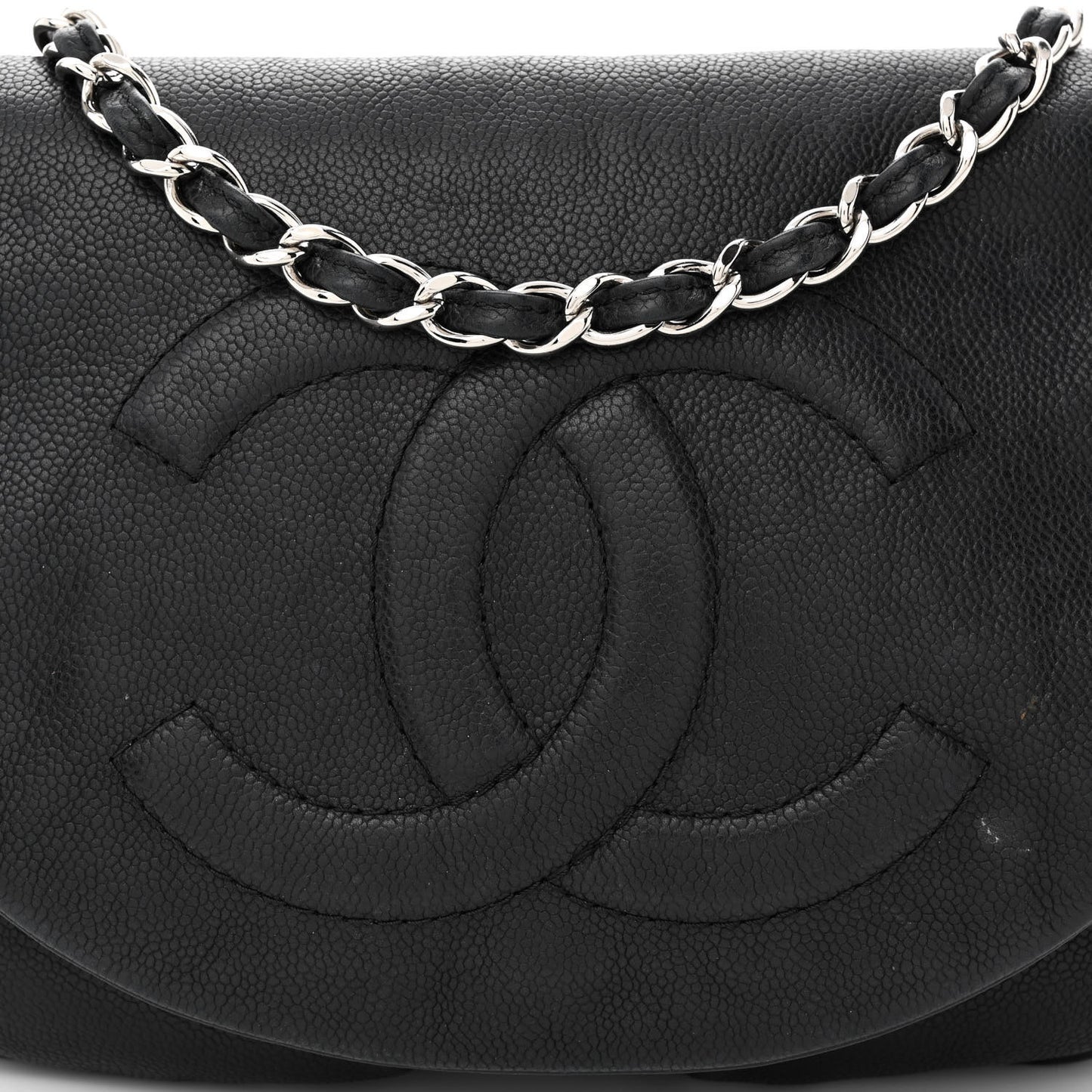 Caviar Half Moon Large Flap Black