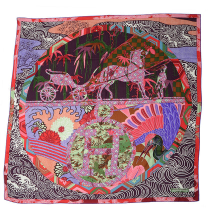 Hermes Cashmere Silk Ex Libris En Monogram Kimonos Scarf Prune Rose Violet 140 1 of 6