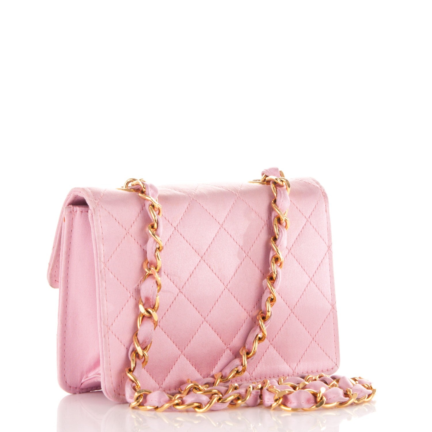 Chanel Satin Quilted Micro Mini Flap Pink 3 of 7