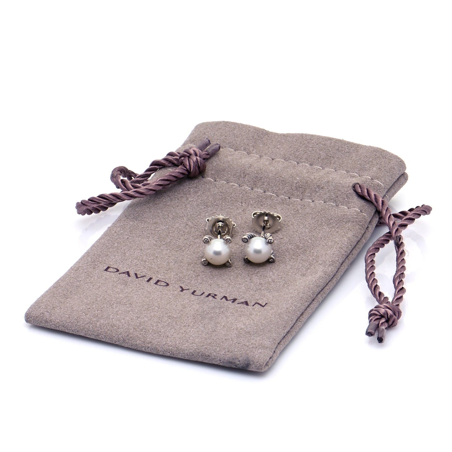 Sterling Silver Diamond Pearl 7mm Earrings