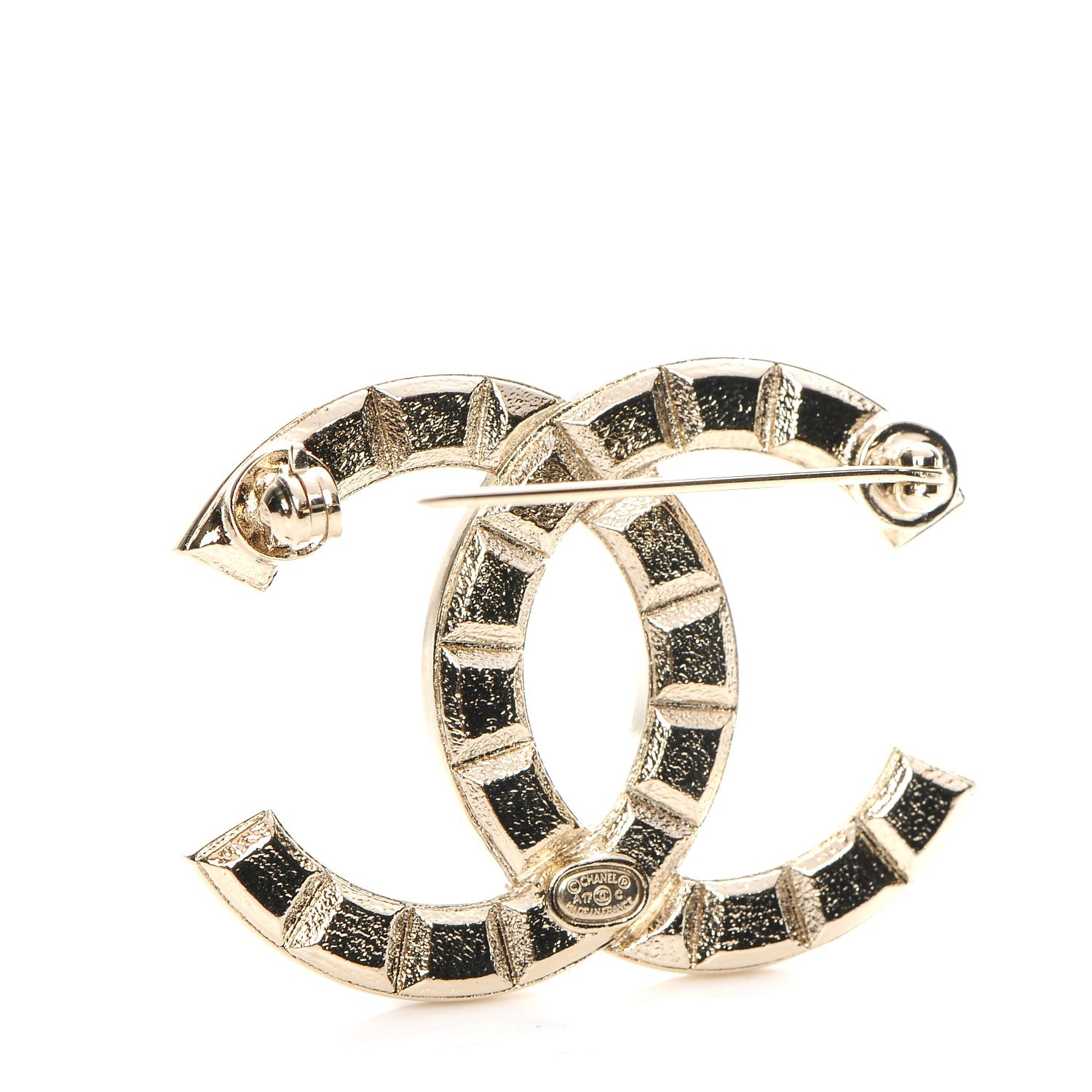 Chanel Studded CC Pin Brooch Gold 3 of 5