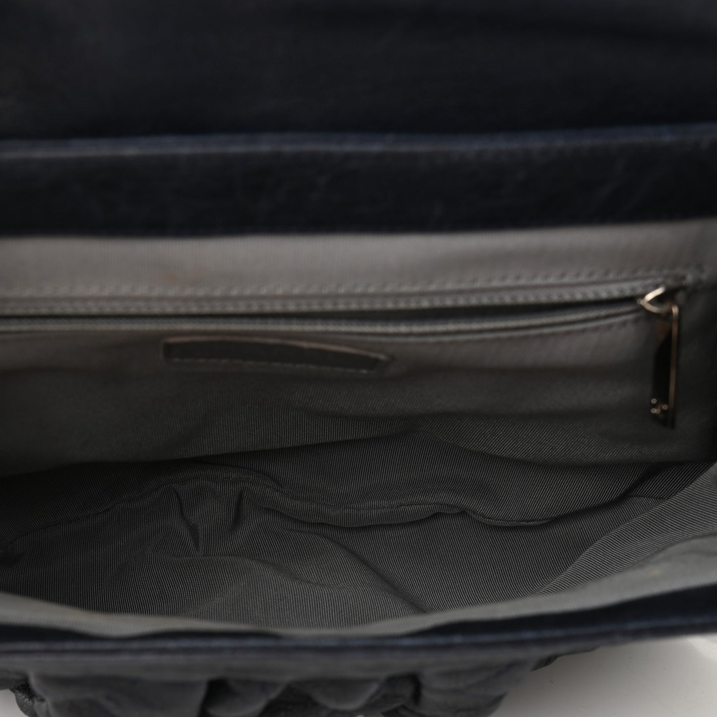 Washed Lambskin Quilted Medium Chain Around Flap Navy