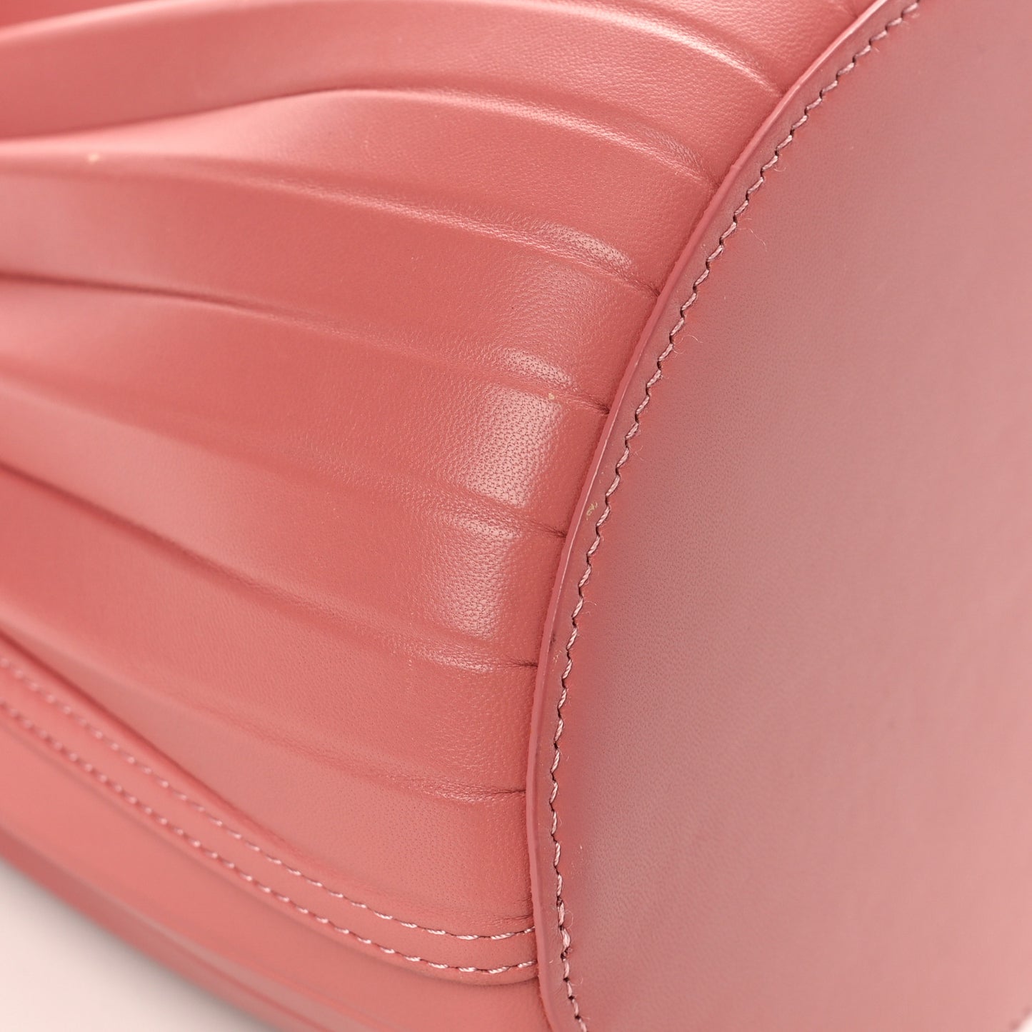 Vegetable Tanned Calfskin Pleated Mini Bucket Bag Blush