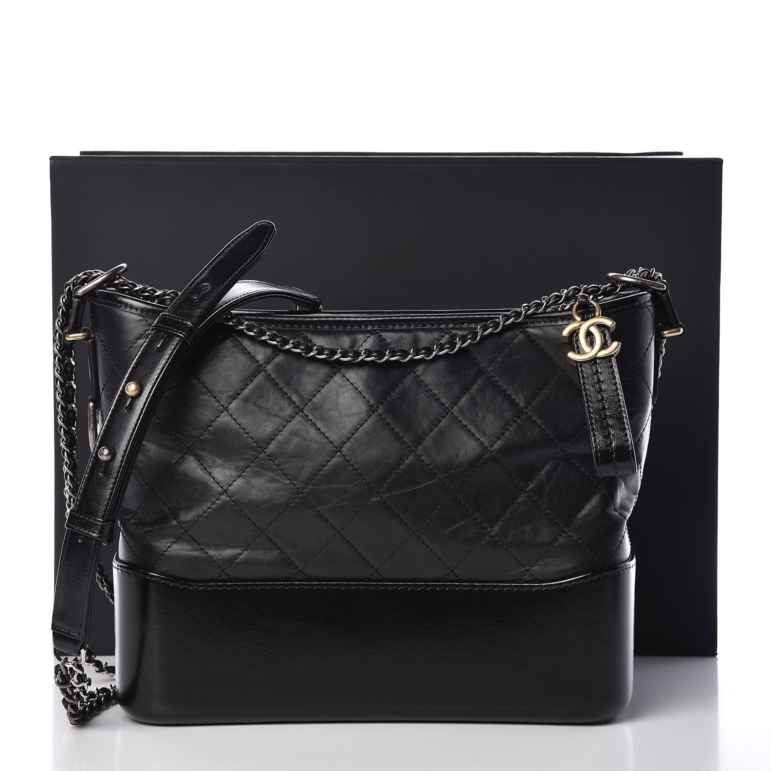 Chanel Aged Calfskin Quilted Medium Gabrielle Hobo Black 12 of 12