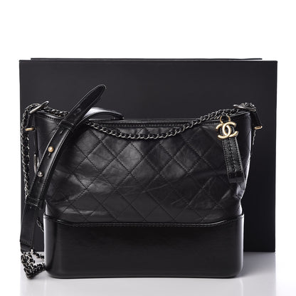 Chanel Aged Calfskin Quilted Medium Gabrielle Hobo Black 12 of 12