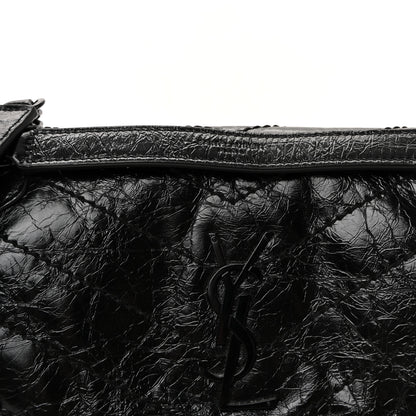 Saint Laurent Crinkled Calfskin Matelasse Monogram Baby Niki Chain Satchel Black 12 of 19