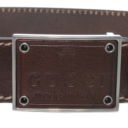 Gucci Mens Leather Crest Buckle Belt 90 36 Brown 3 of 5