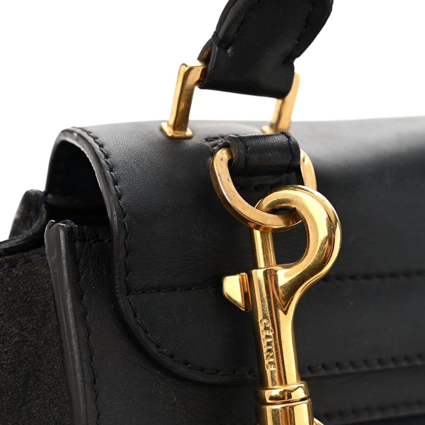 Smooth Calfskin Suede Medium Trapeze Blue Black