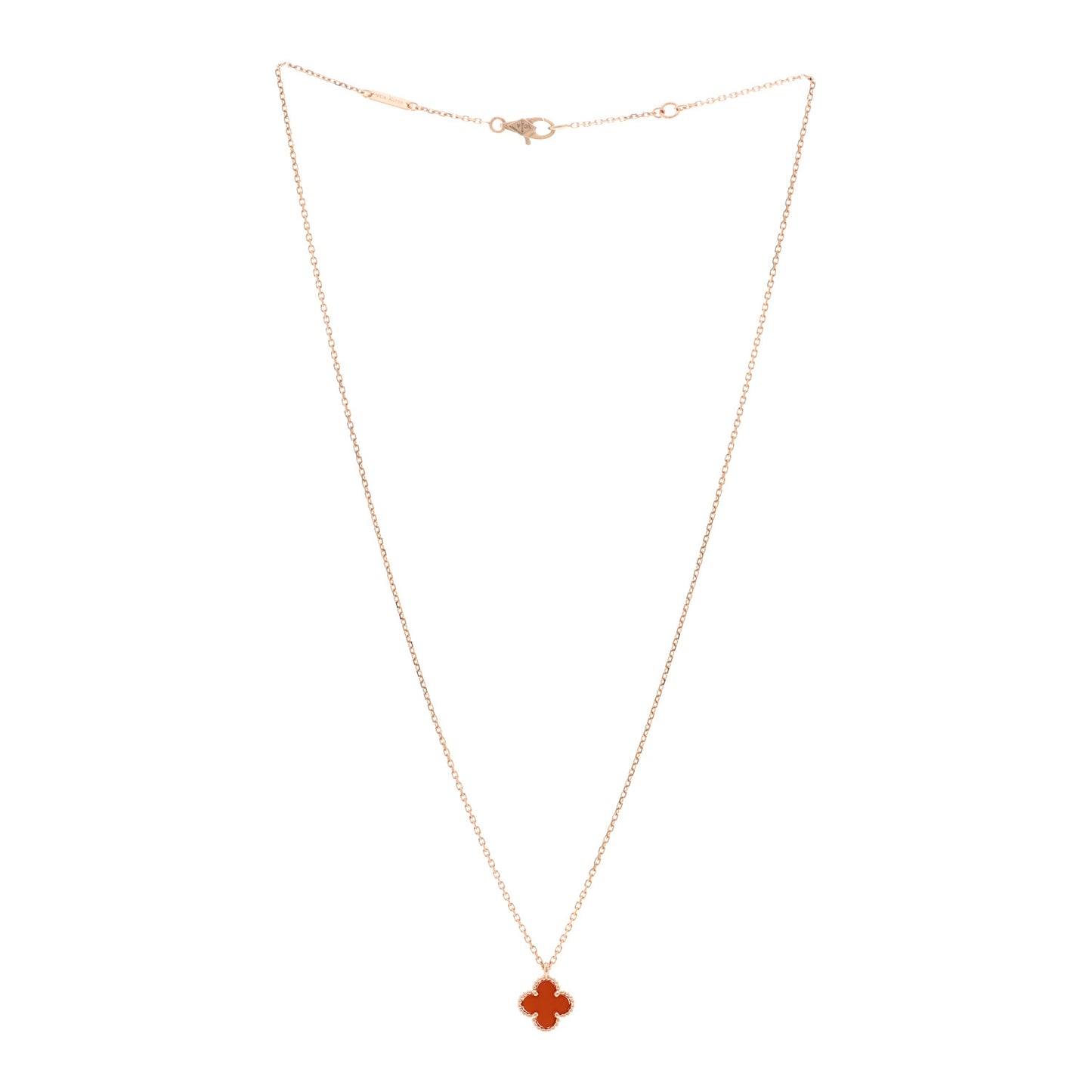 18K Rose Gold Carnelian Sweet Alhambra Pendant Necklace