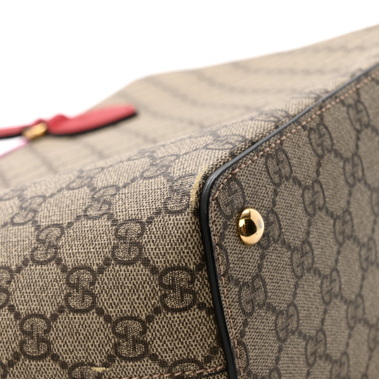 Gucci GG Supreme Monogram Medium Zippered Bucket Tote Beige