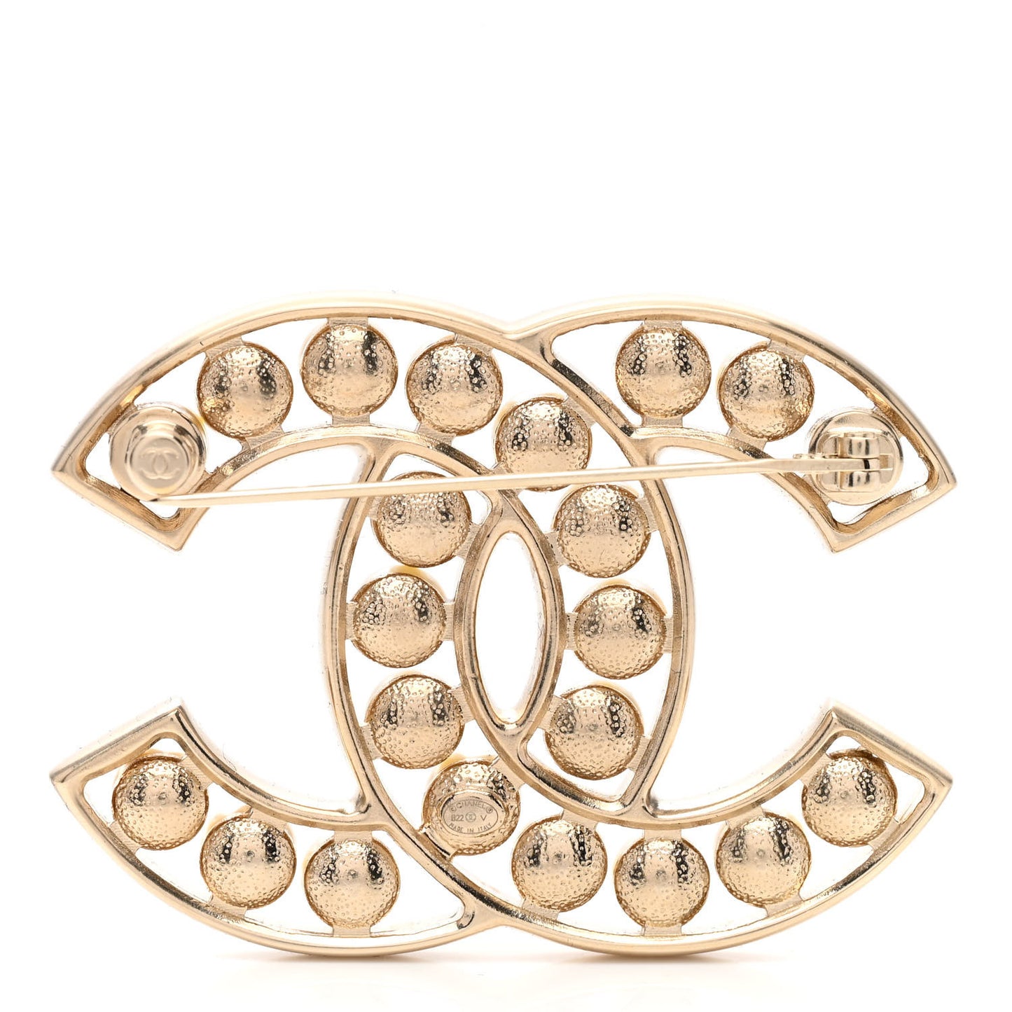 CC Pearl Brooch Pin Gold