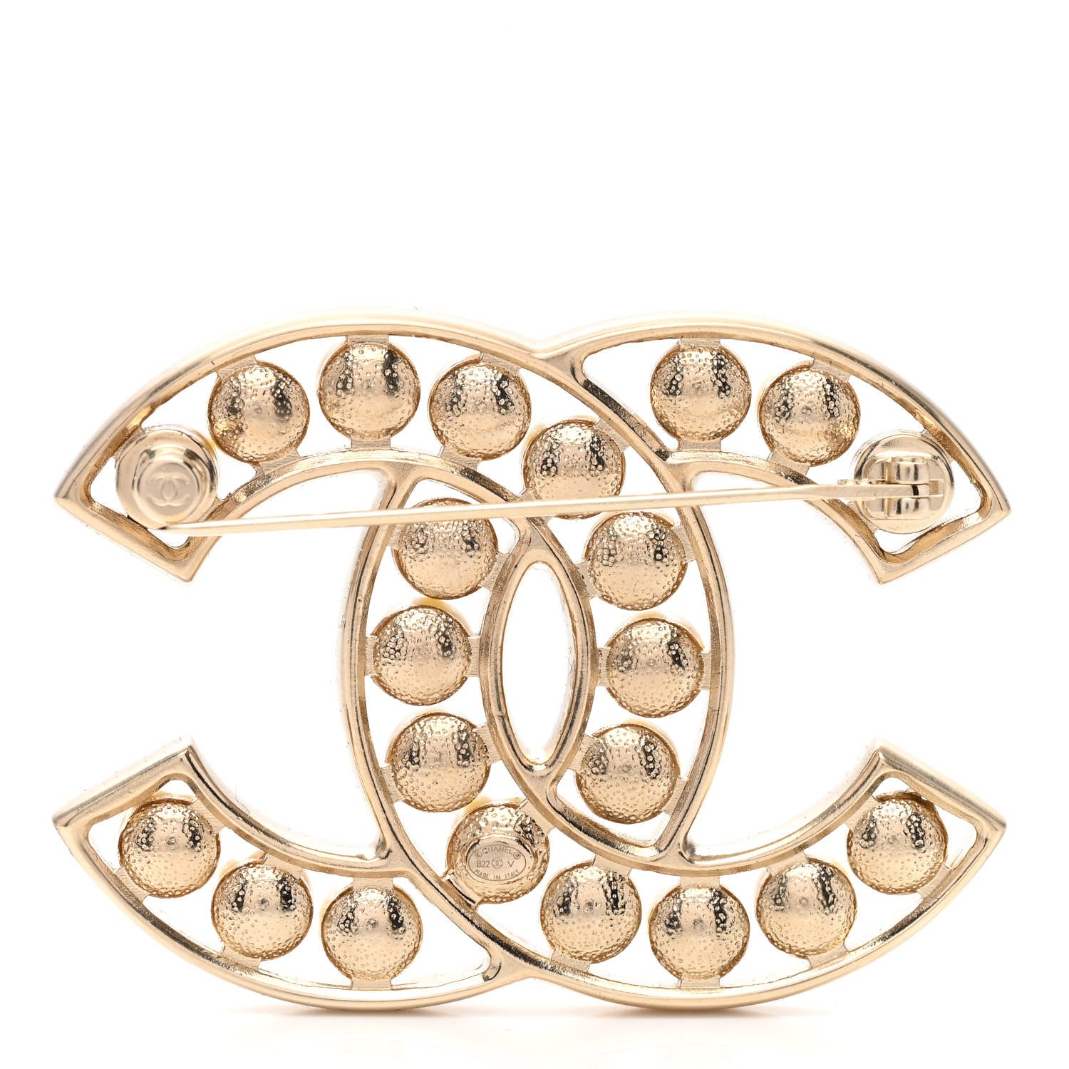 Chanel CC Pearl Brooch Pin Gold 3 of 4